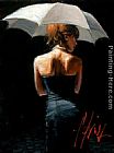 Fabian Perez Woman with White Umbrella painting